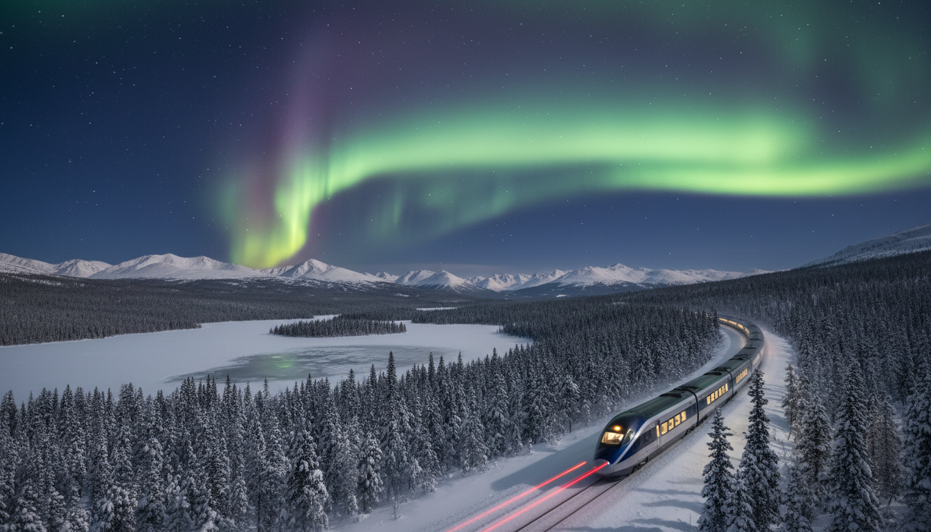 explorez les aurores boréales à bord d'un train et parcourez 3 000 km de paysages époustouflants pour un voyage unique plein de magie et d’émerveillement.