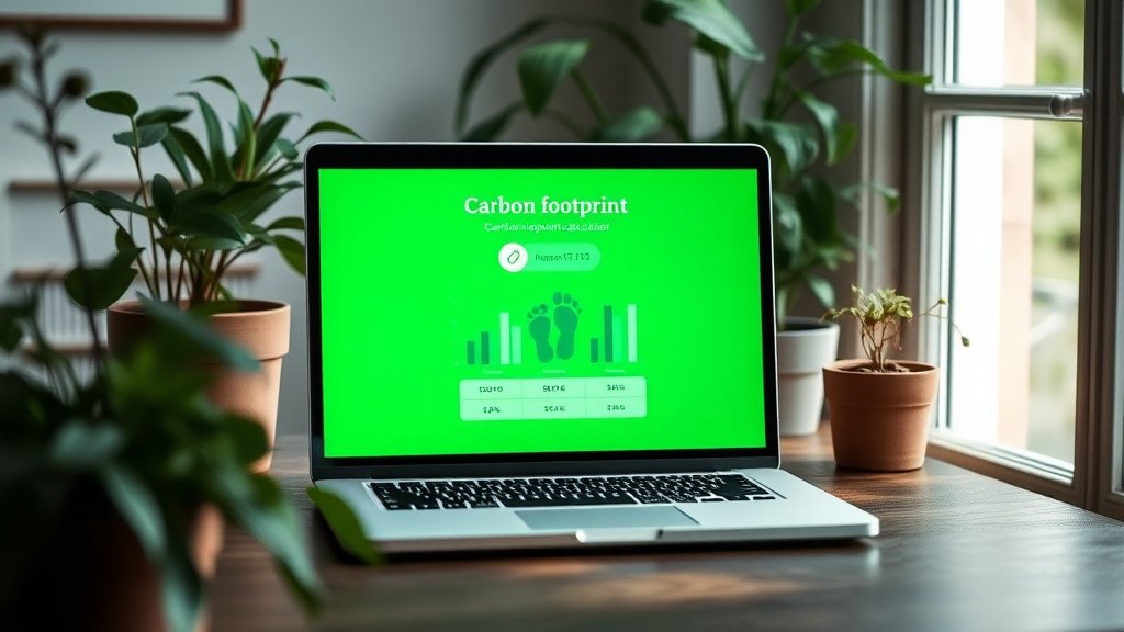 Ordinateur portable affichant un calculateur d'empreinte carbone personnelle