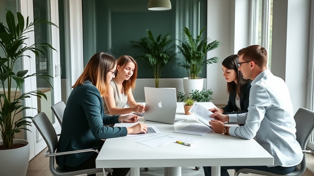 Réunion de travail sur le bilan carbone d'une entreprise française