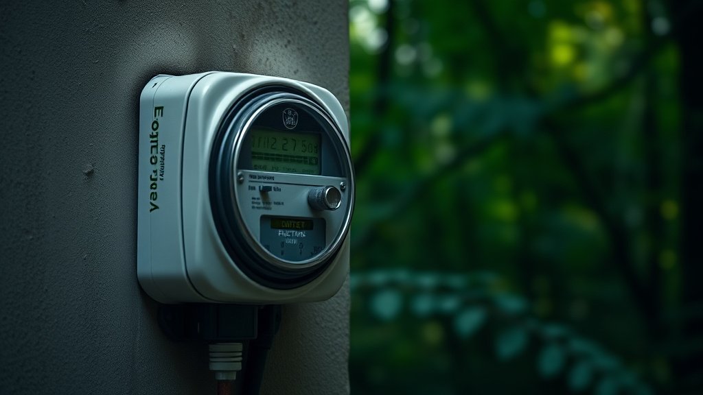 Compteur électrique Linky dans une maison française avec fond nature