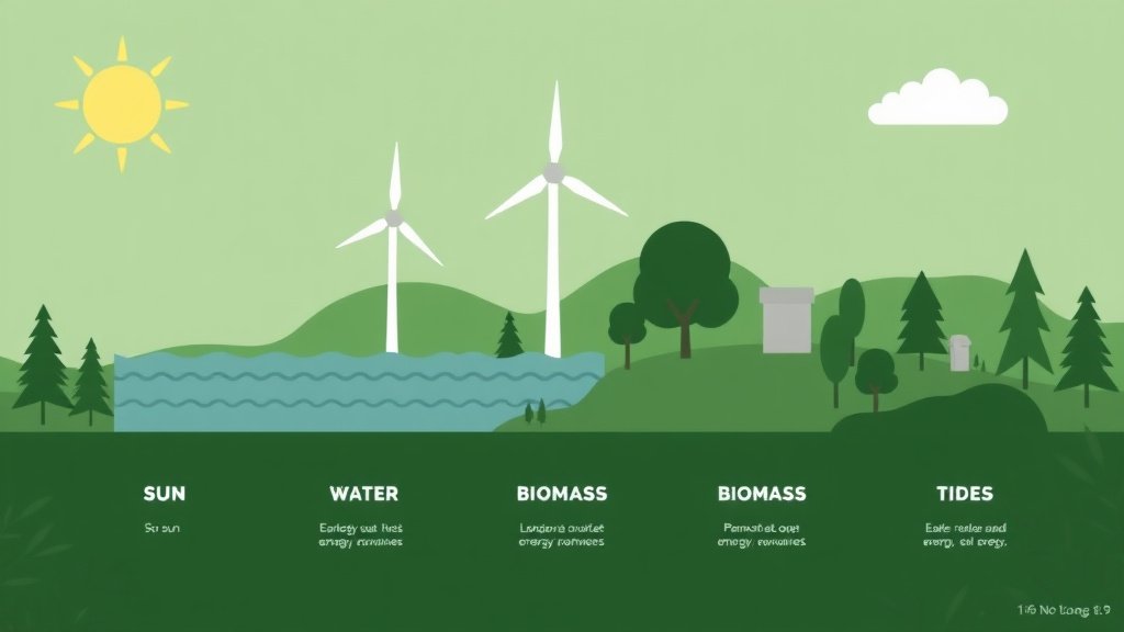 Illustration comparative des 6 principales sources d'énergie renouvelable