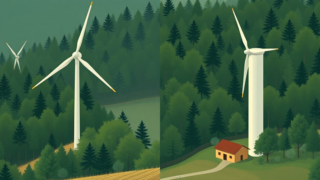 Comparatif visuel d'une éolienne horizontale et d'une éolienne verticale domestique