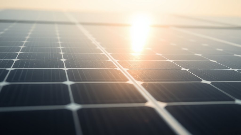 Gros plan sur des cellules photovoltaïques monocristallines au soleil