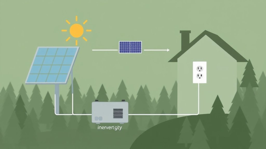 Schéma du parcours de l'électricité du panneau solaire à la prise