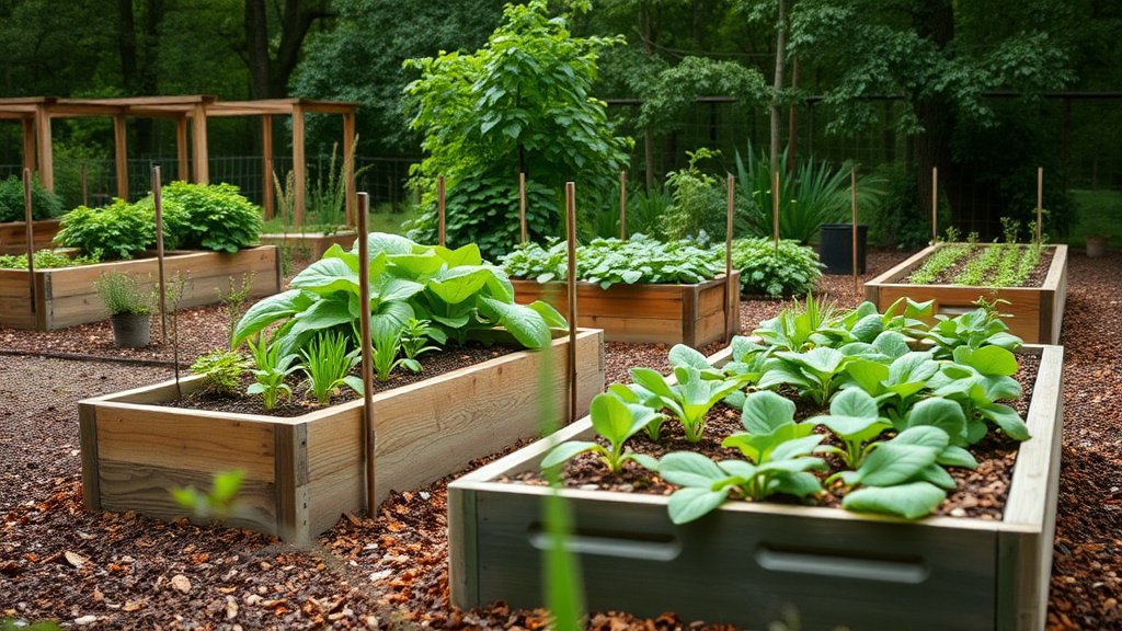 Buttes de permaculture avec plantations associées et paillage