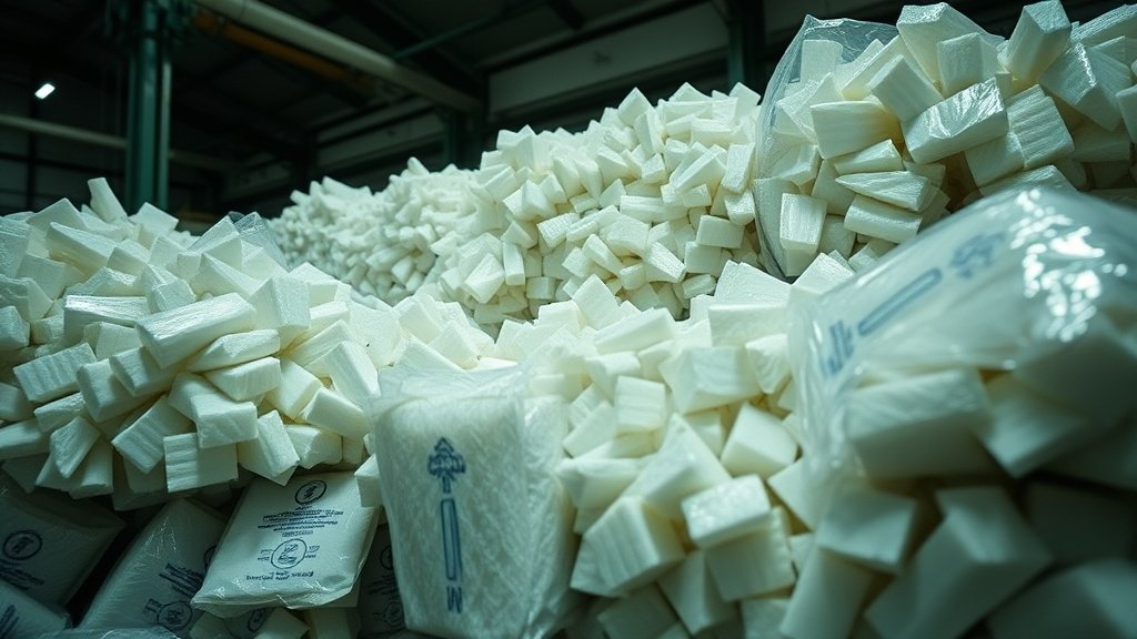 Barquettes en polystyrène expansé dans un centre de tri sélectif