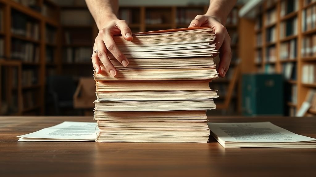 Mains manipulant des boîtes d’archives dans un espace de travail du Muséum