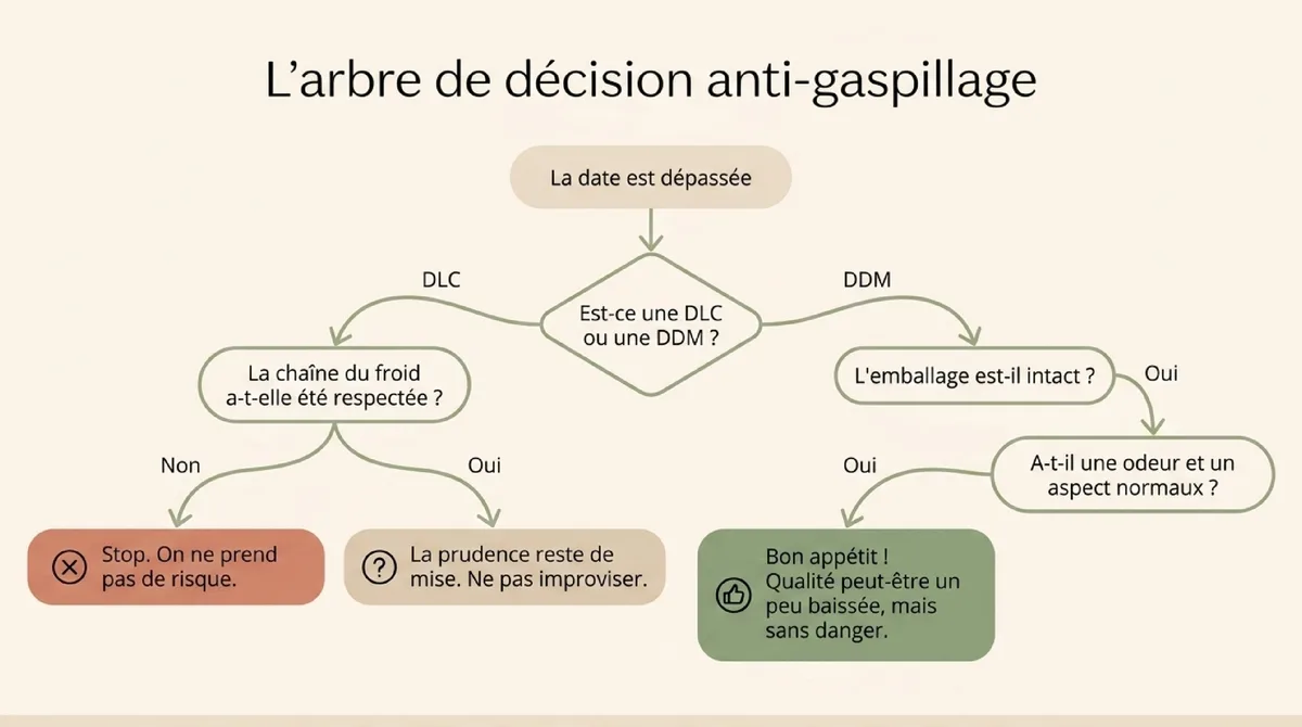 Infographie Quels aliments peuvent souvent être consommés après la DDM ?
