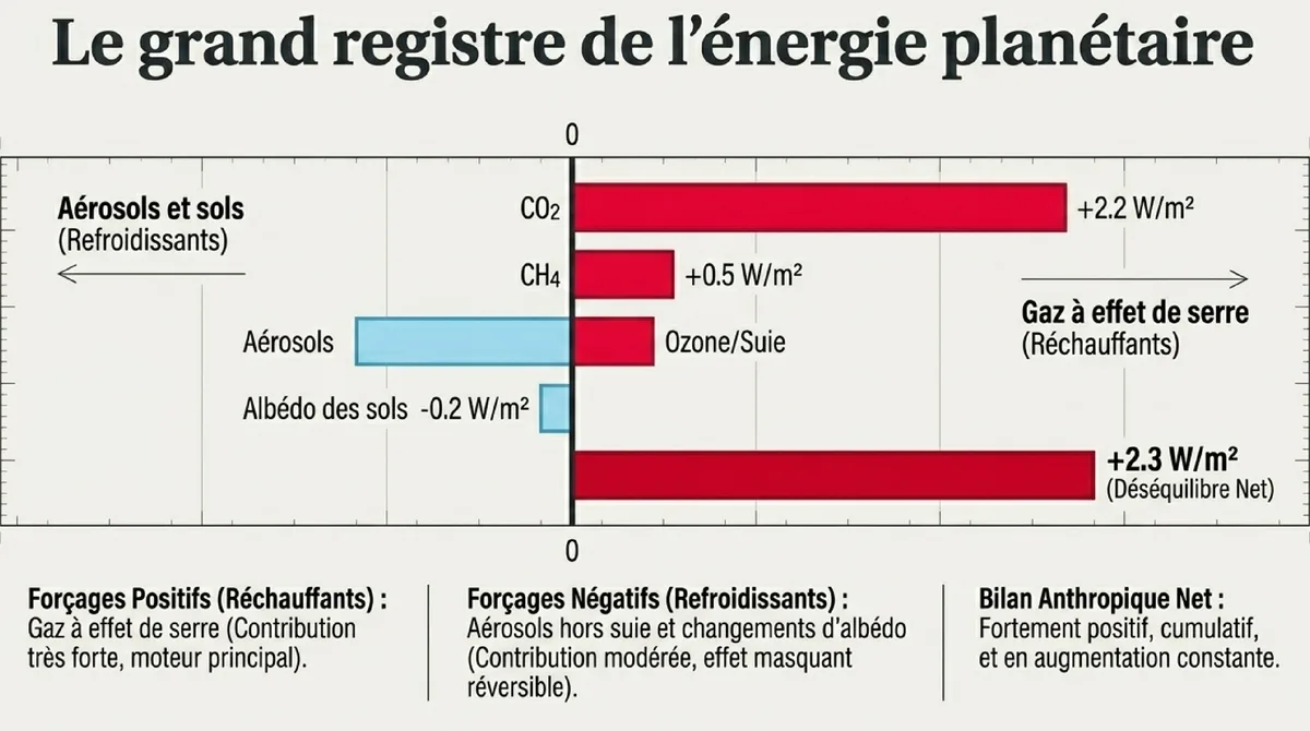 Infographie Décrypter le bilan radiatif global et ses conséquences concrètes pour notre avenir