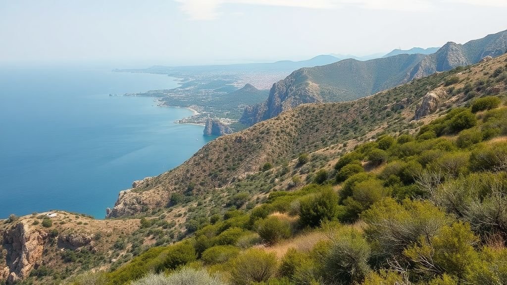 Paysage côtier corse avec végétation méditerranéenne et reliefs, illustrant les enjeux de l’autonomie Corse