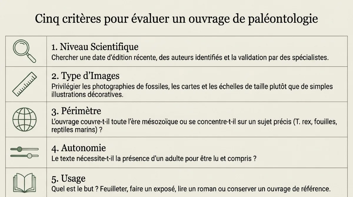 Cinq critères pour évaluer un livre de paléontologie