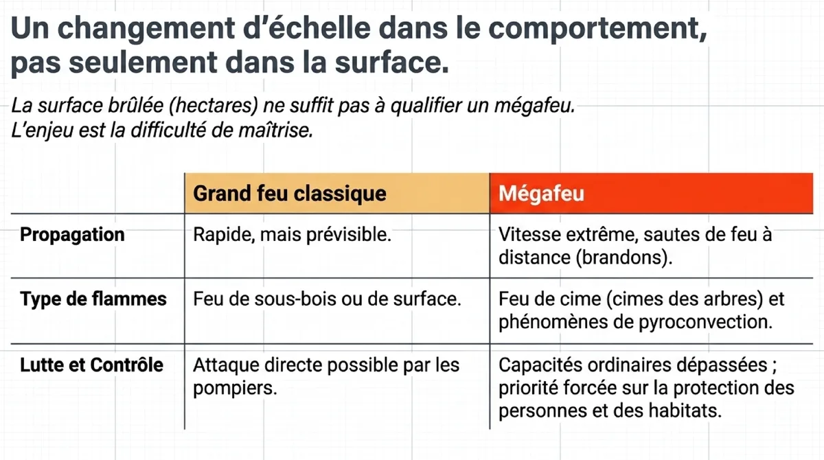 Différences entre un grand feu classique et un mégafeu