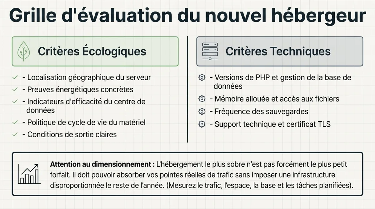 Infographie 1. Vérifier que le nouvel hébergeur correspond vraiment au besoin