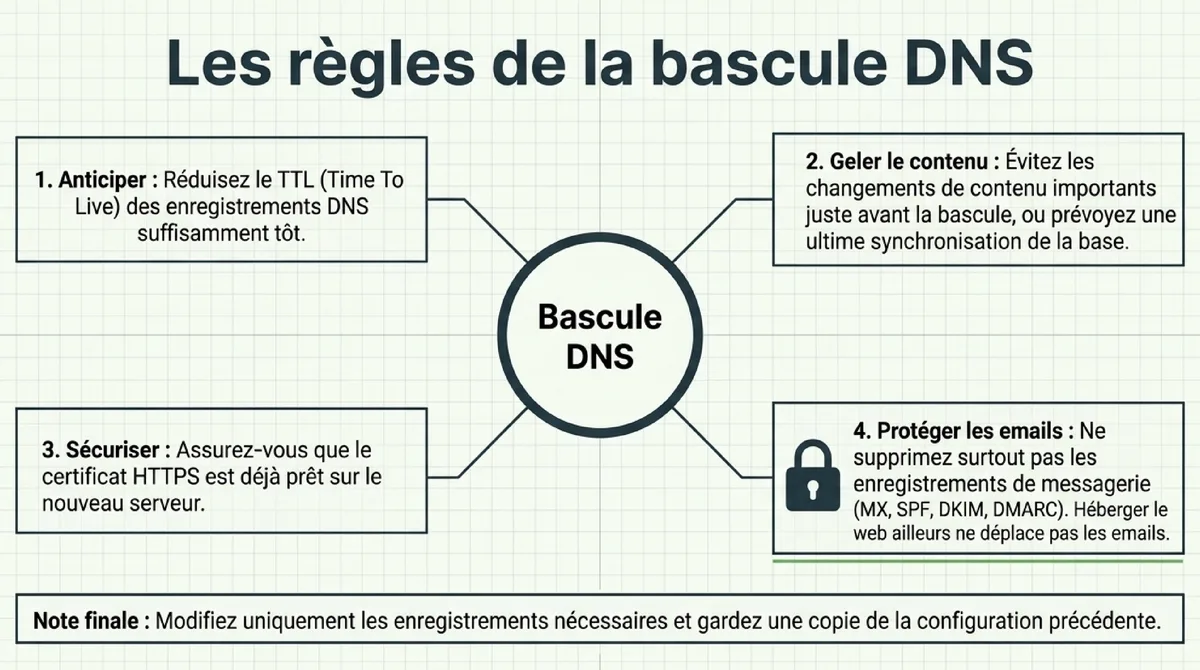 Infographie 5. Préparer la bascule DNS