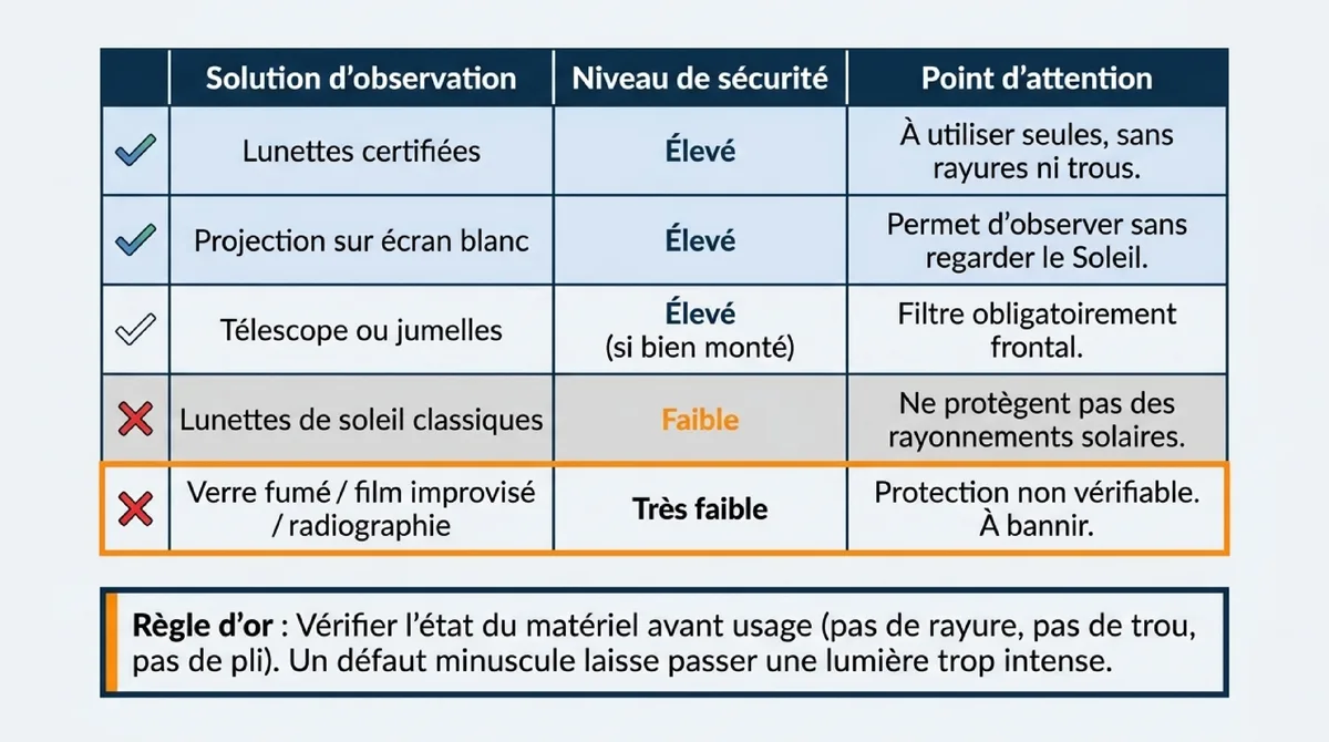 Infographie Comment observer l’éclipse sans se tromper