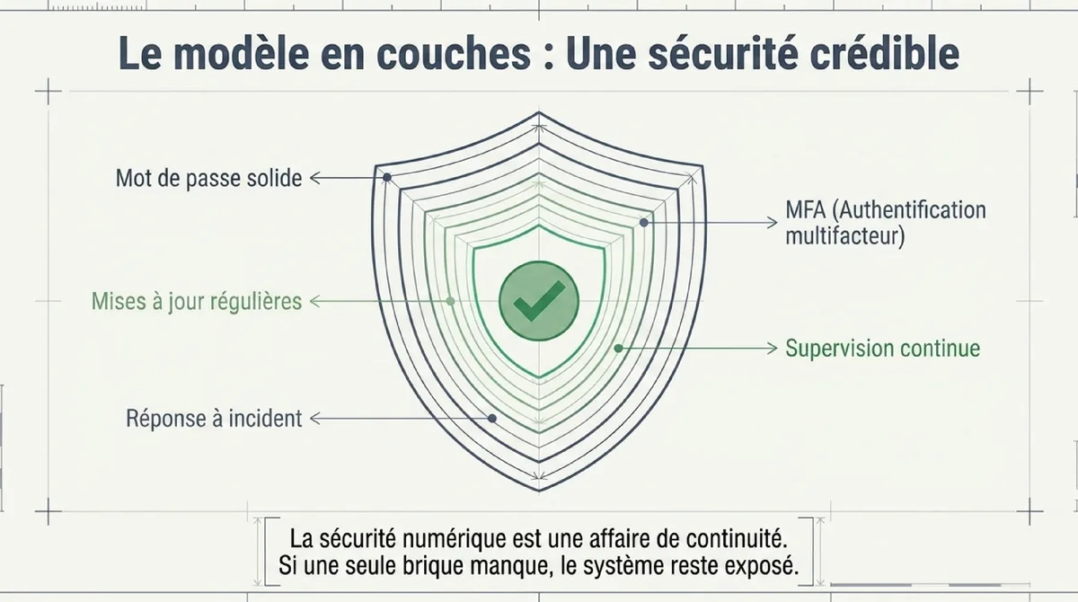 Infographie Trois gestes concrets pour mieux sécuriser un service numérique