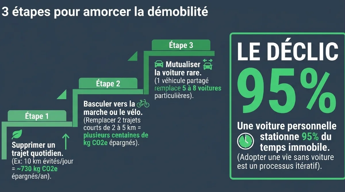 Infographie Trois gestes concrets pour une vie sans voiture
